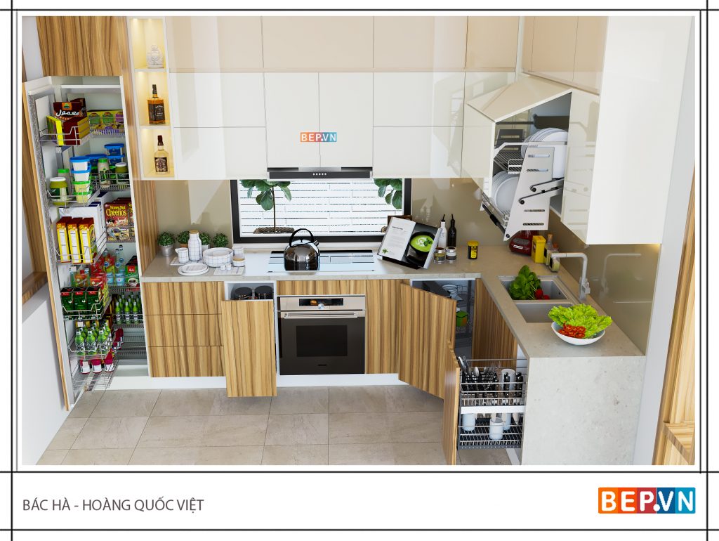 Tủ bếp đẹp hiện đại nên sử dụng bồn rửa bát thế nào cho đẹp