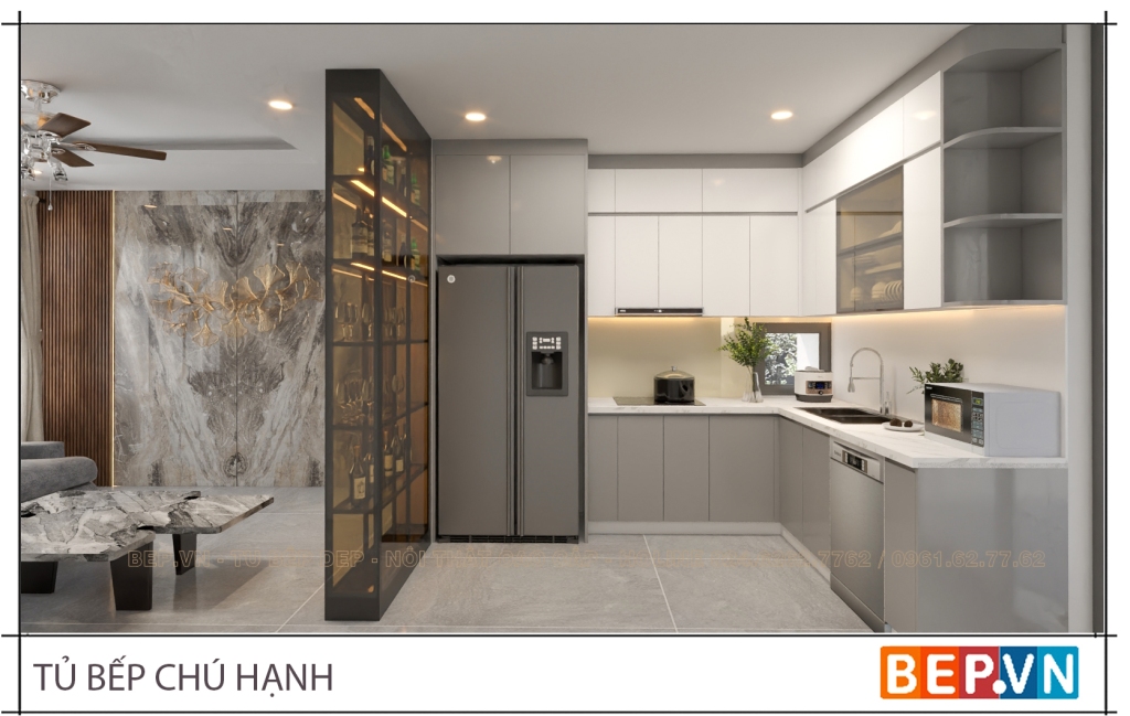 Tủ bếp INOX cánh Acrylic cao cấp - Chú Hạnh Dương Nội