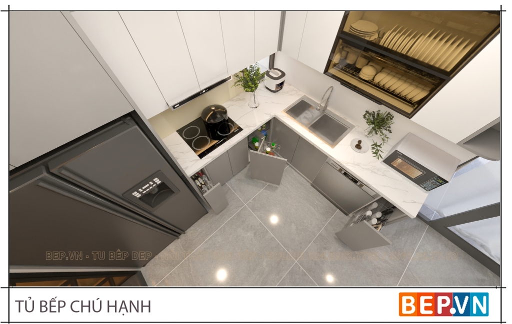 phụ kiện tủ bếp inox cánh acrylic