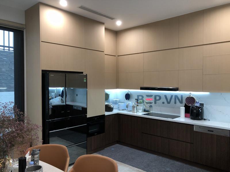 Tủ bếp inox cánh inox sang trọng - Tủ bếp gđ Chị Hồng Villa An Phú