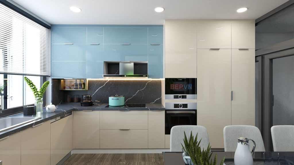 Tủ bếp inox cánh kính đẹp hiện đại, sang trong của gia đình chị Hải - Nguyễn Công Hoan
