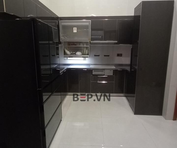 Tủ Bếp Inox Cánh Kính Chữ U