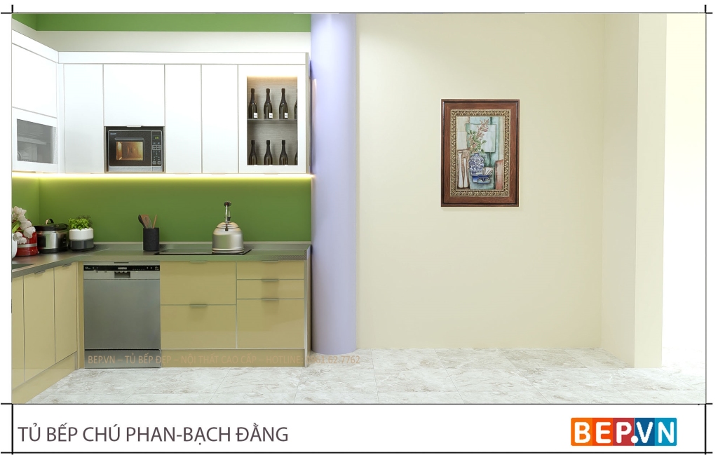 tủ bếp inox cánh kính mặt bàn inox nhập khẩu