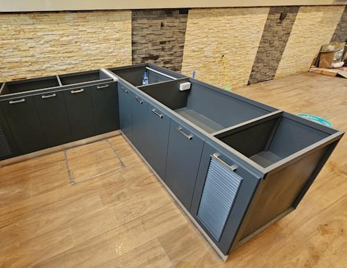 Tủ bếp inox hệ dàn dài chung hông sơn tĩnh điện tại Bep.vn