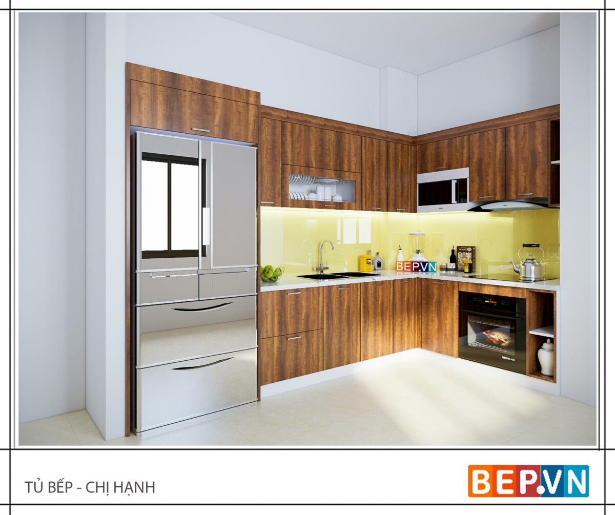 Tủ bếp Laminate chữ L gia đình chị Hạnh