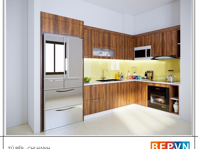 Tủ bếp Laminate chữ L gia đình chị Hạnh