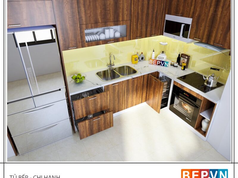Alternative view of Tủ bếp Laminate chữ L gia đình chị Hạnh