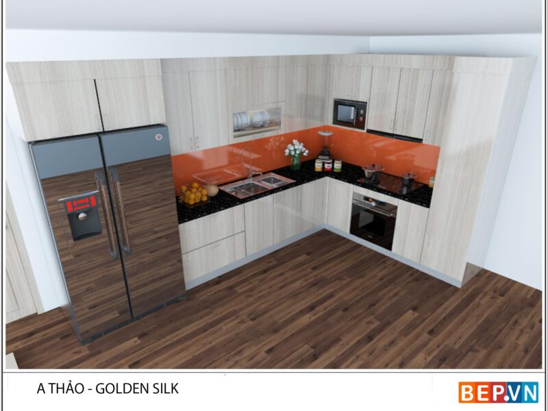 Tủ bếp Laminate chữ L gia đình anh Thảo