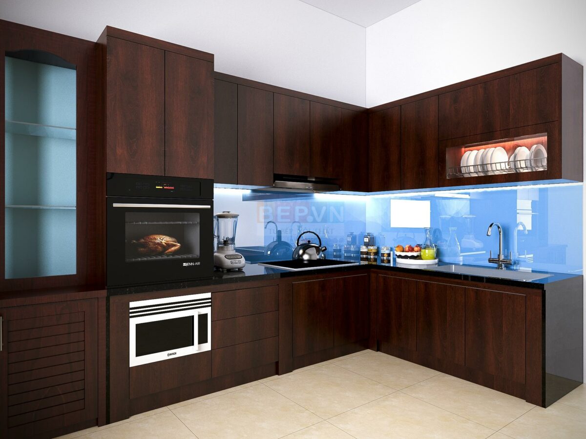 Tủ bếp Laminate chữ L gia đình chú Quân