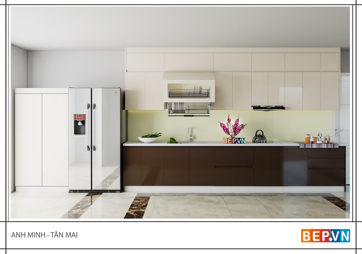 Tủ bếp Acrylic chữ I gia đình chú Võ - Hình ảnh 3