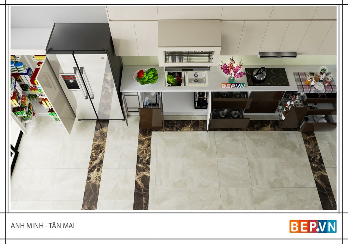 Tủ bếp Acrylic chữ I gia đình chú Võ - Hình ảnh 5