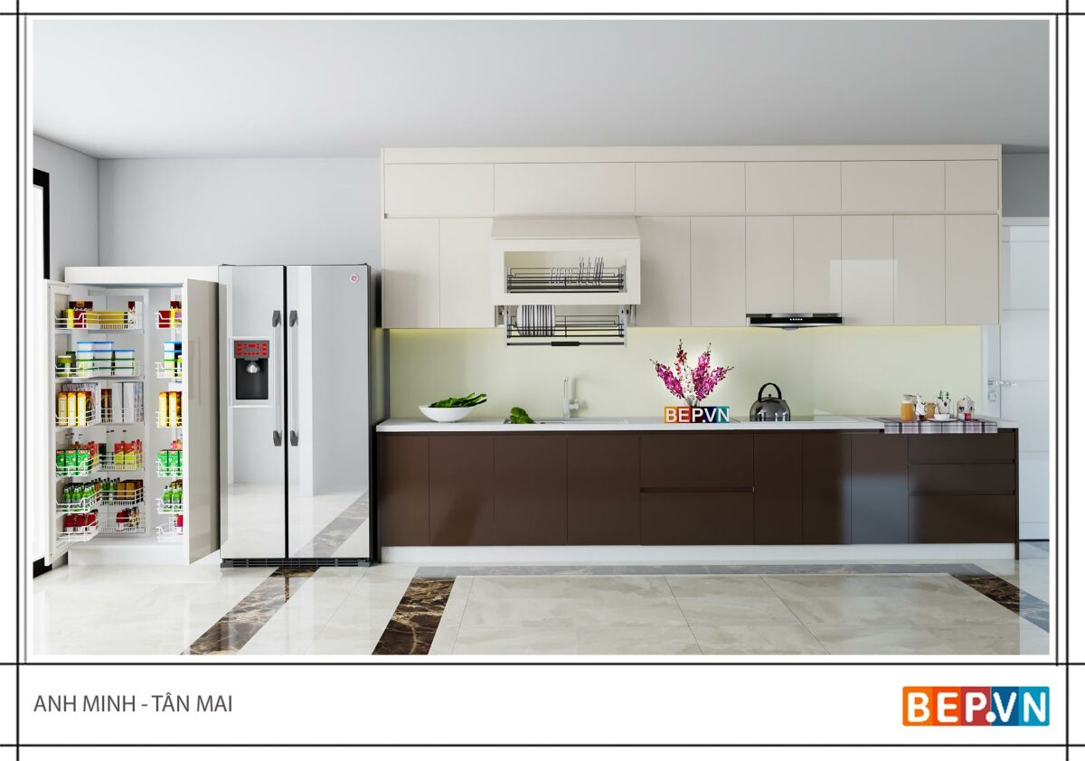 Tủ bếp Acrylic chữ I gia đình anh Minh