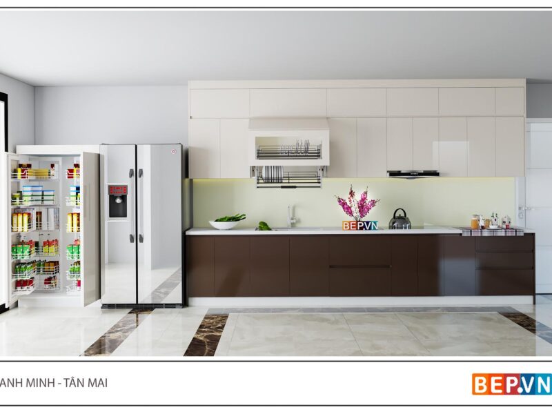 Tủ bếp Acrylic chữ I gia đình anh Minh