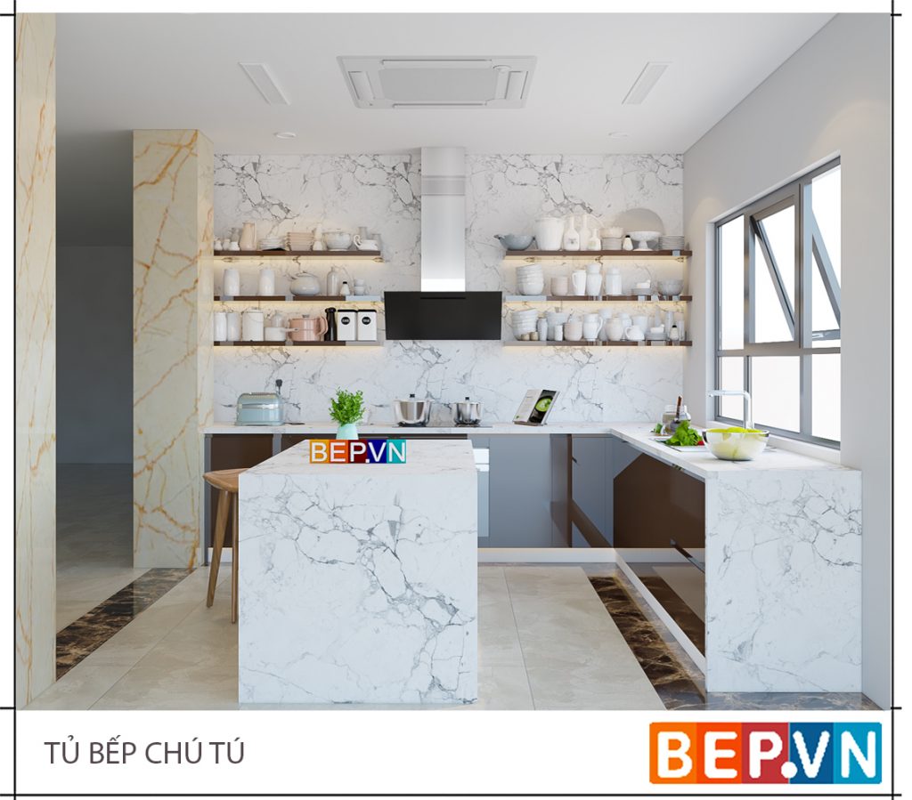 tủ bếp thông minh xu hướng nhà bếp hiện đại 2019 với thiết kế tủ bếp mở