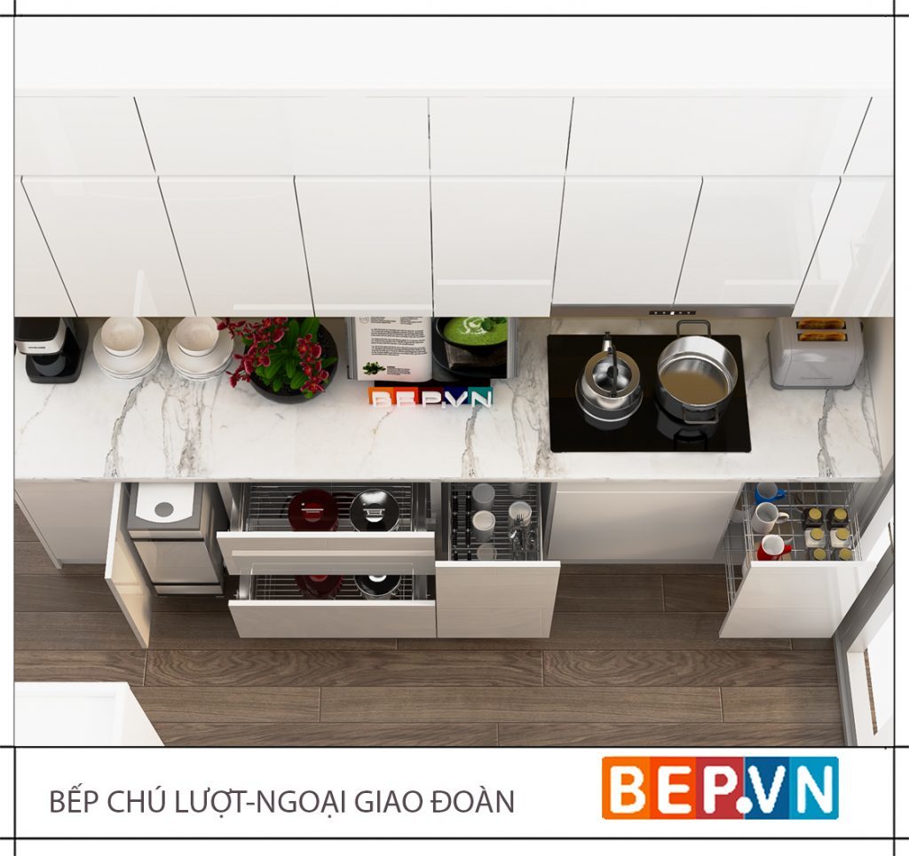 Lựa chọn gam màu trắng sáng cho thiết kế tủ bếp