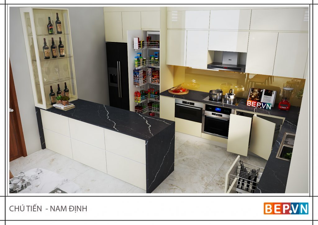 Thiết kế tủ bếp có bàn đảo bếp hiện đại hợp xu hướng