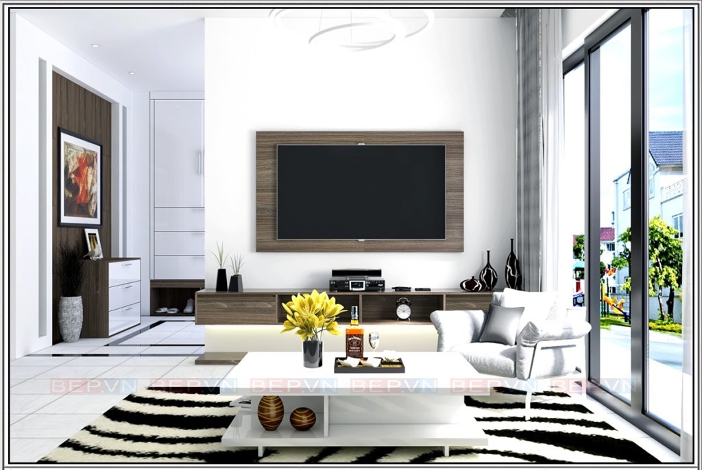 Tủ kệ tivi đẹp với chất liệu gỗ công nghiệp MDF phủ lamiante sang trọng