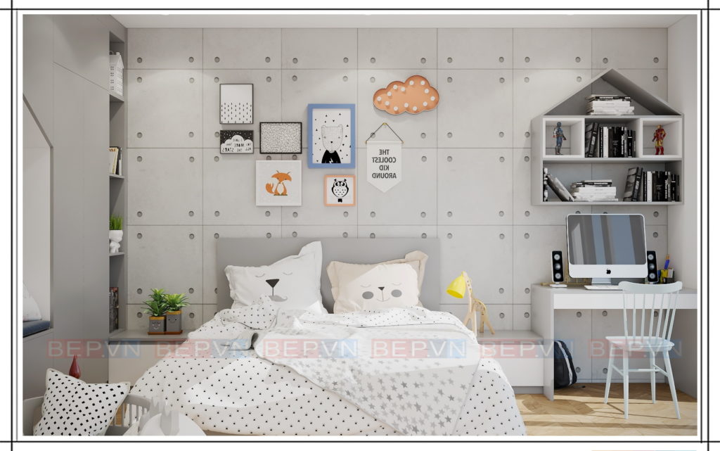 thiết kế nội thất đẹp, hiện đại cho phòng ngủ bé gái